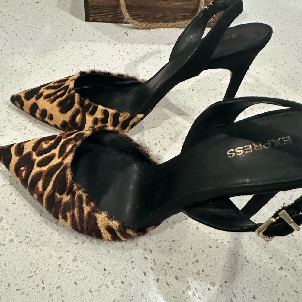 Express Animal Print Slingback Heels